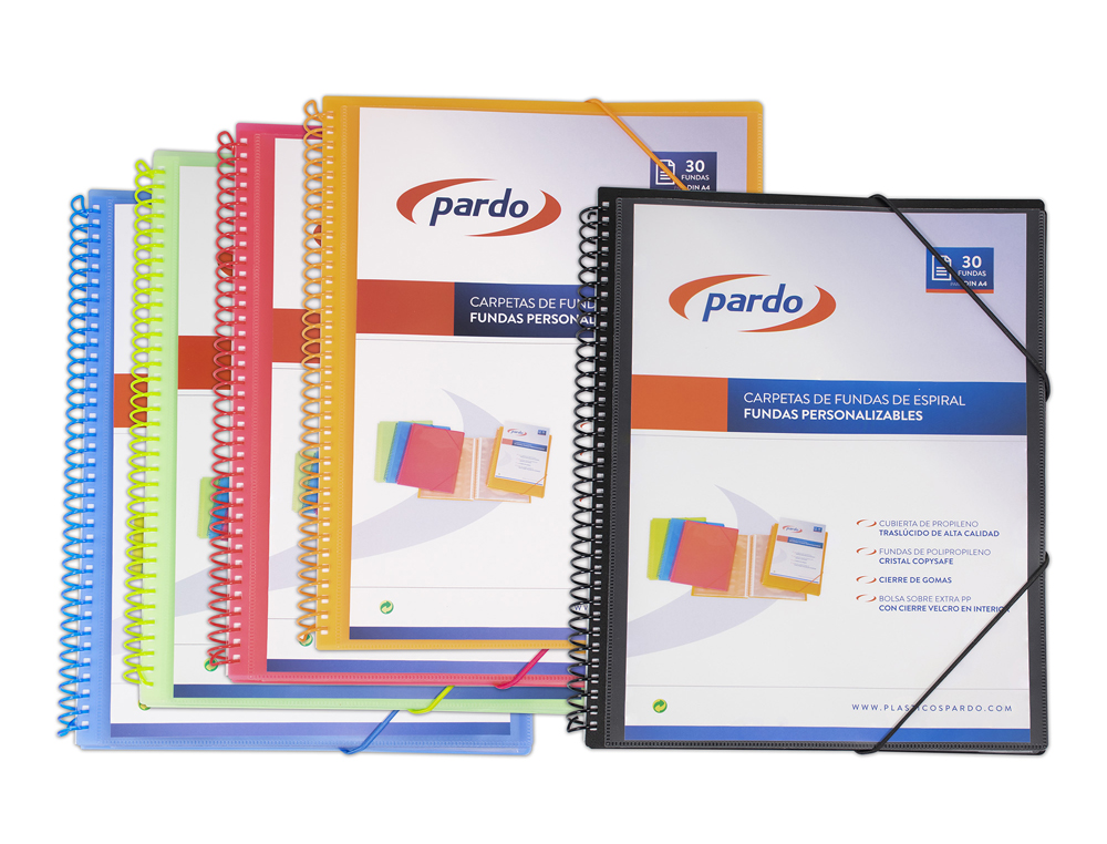 CARPETA PARDO ESCAPARATE CON ESPIRAL 20 FUNDAS FOLIO PERSONALIZABLE COLOR NEGRA