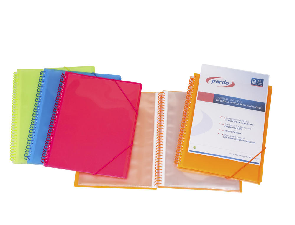 CARPETA PARDO ESCAPARATE CON ESPIRAL 20 FUNDAS FOLIO PERSONALIZABLE COLOR NEGRA