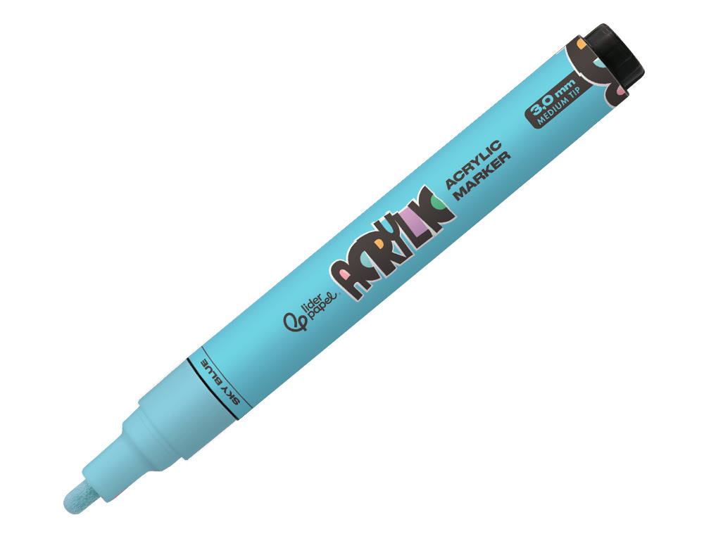 ROTULADOR LIDERPAPEL ACRYLIC BASE AGUA TODO TIPO DE SUPERFICIE PUNTA REDONDA 3 MM AZUL CIELO